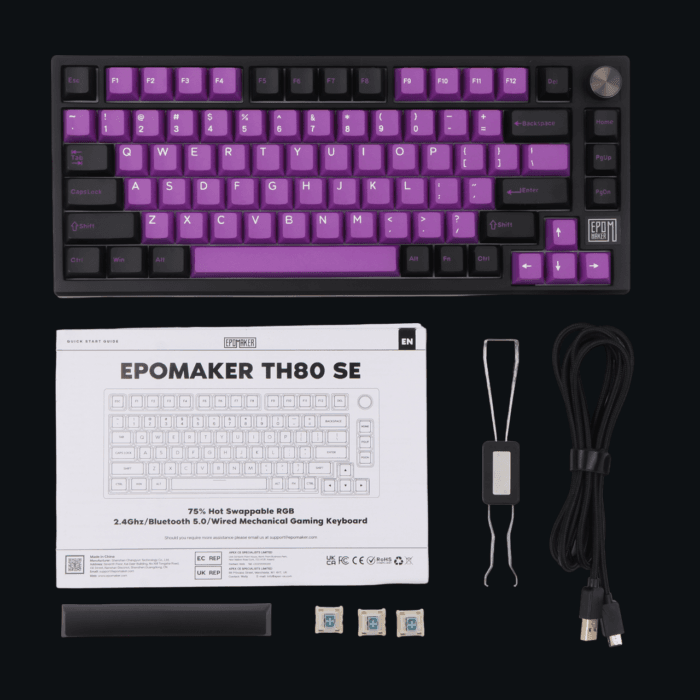 Epomaker TH80 Preto Roxo Epomaker TH80 Preto Roxo