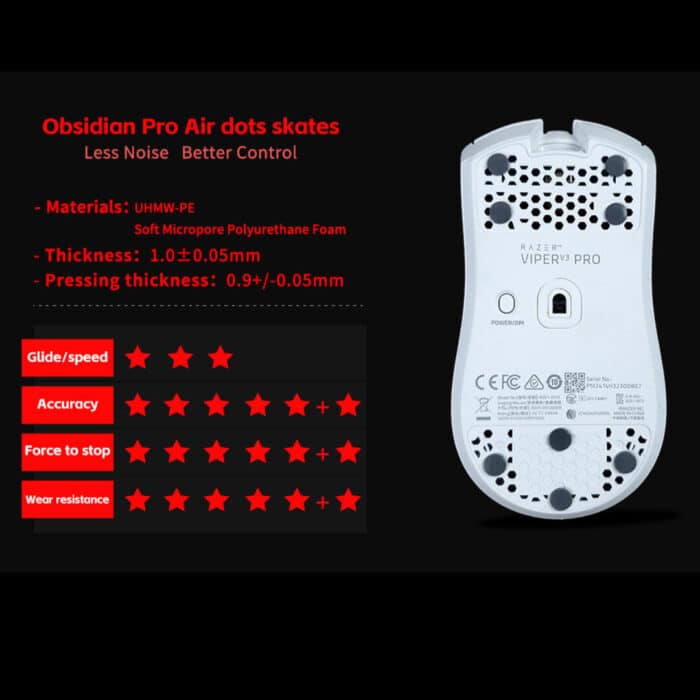 X-Raypad Obsidian Pro Air Mouse Feets – Universal Dots (2) X-Raypad Obsidian Pro Air Mouse Feets – Universal Dots