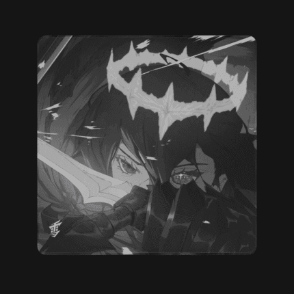 uki Aim Monokuro Large Cloth gaming mousepad top down view showing the coarse black pique control surface and double stitched edges.