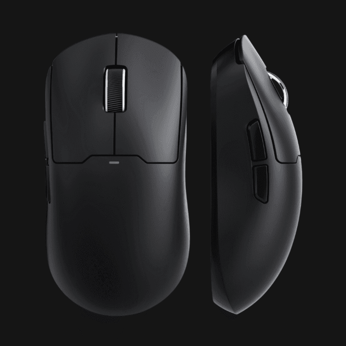 Vista superior do rato gaming sem fios MCHOSE A5 V3 a demonstrar o seu design simétrico de 56g.