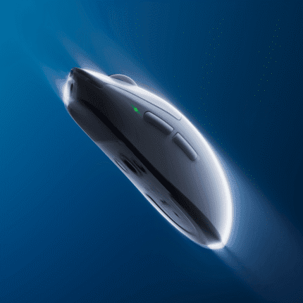 Side profile of the MCHOSE A7 V2 Pro highlighting the Super Glide Coating and shape for medium to large hands.