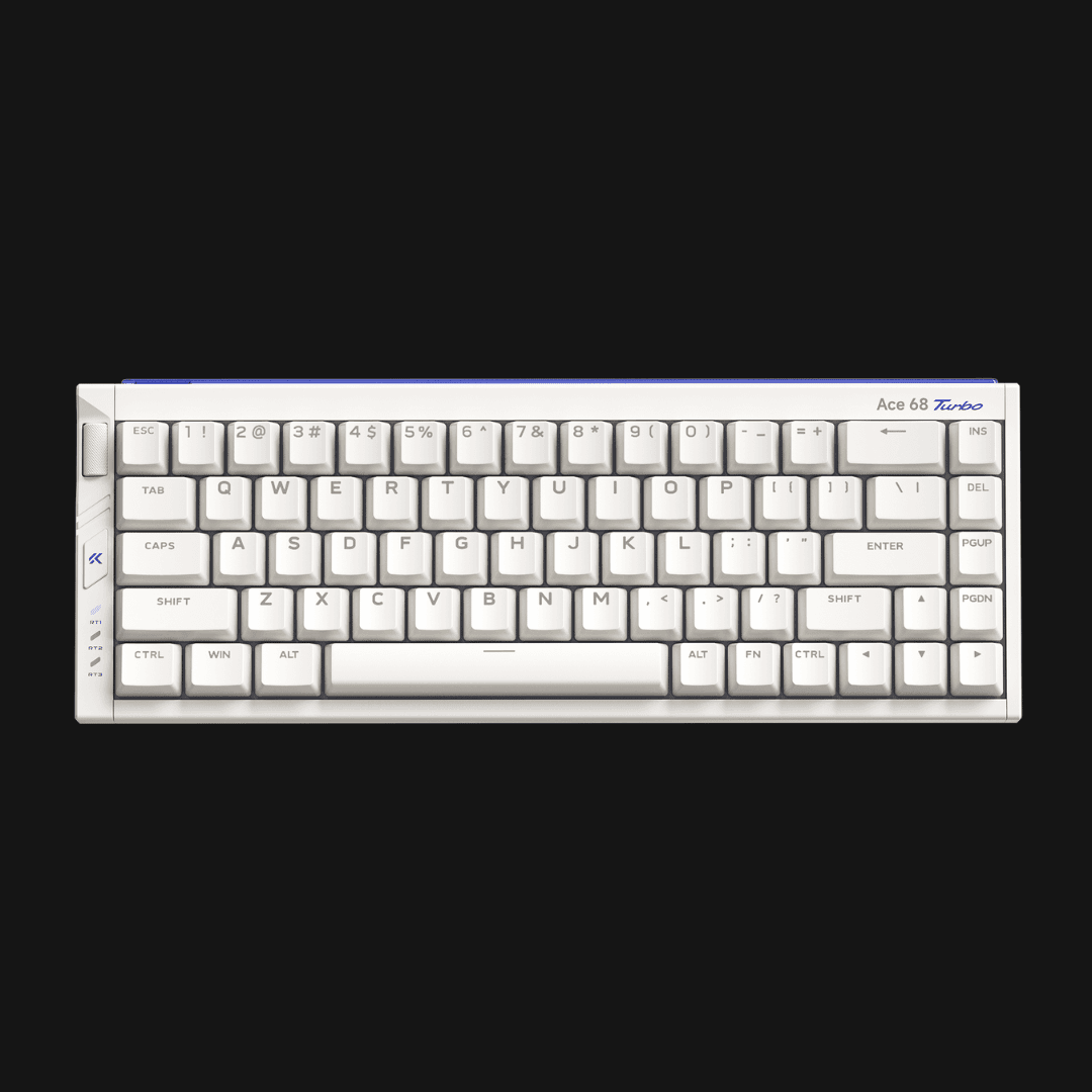 MCHOSE Ace 68 Turbo Aluminum HE Keyboard (11) Top view of MCHOSE Ace 68 Turbo Aluminum Hall Effect Keyboard (Nova White) featuring 65% layout.