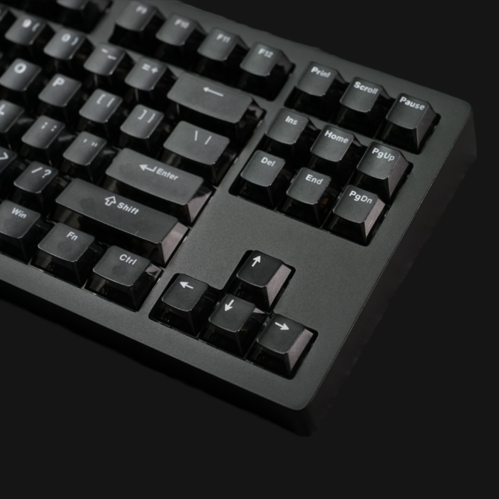 MonsGeek M3 V5 HE side profile showing gasket-mount aluminum case depth and compact TKL footprint optimized for mouse movement space