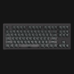 MonsGeek M3 V5 HE TKL 87-key aluminum keyboard top-down view showing south-facing ARGB backlighting through shine-through keycaps, tenkeyless layout without numpad