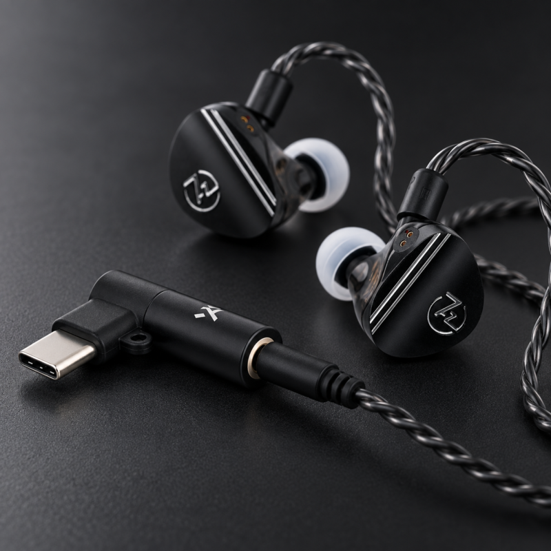 DAC USB-C Truthear Keyx ligado a IEMs 7Hz Sonus