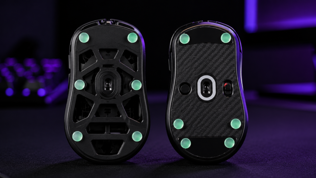 Universal dot skates installed underneath gaming mice