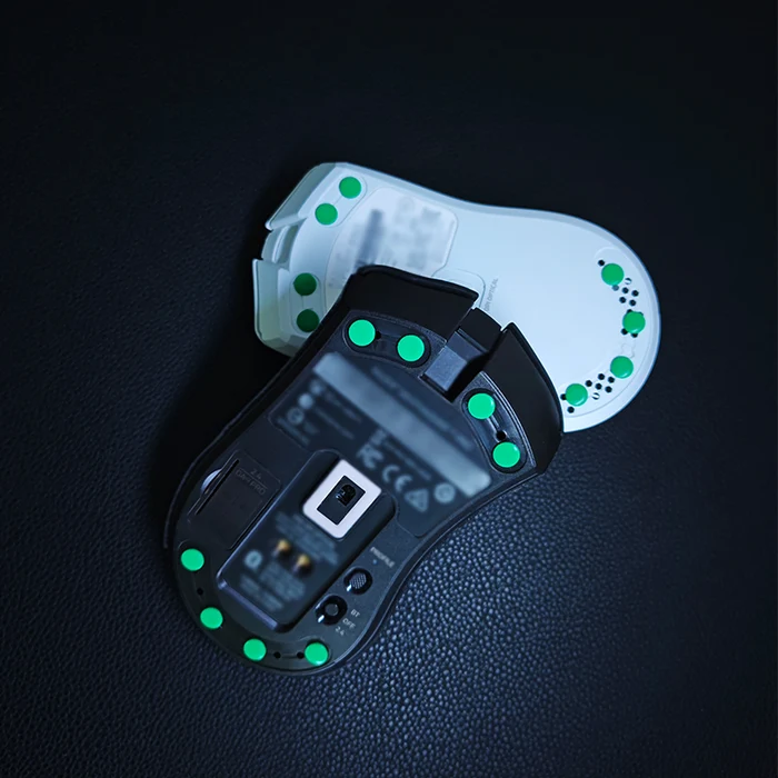 PTFE universal dot mouse skates installed on gaming mice