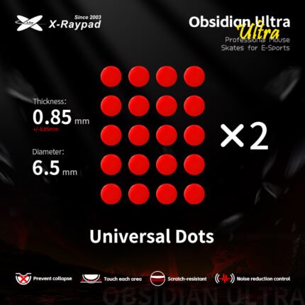 X-raypad Obsidian Ultra – Mouse Skates Universais 6,5 mm, 40 Dots