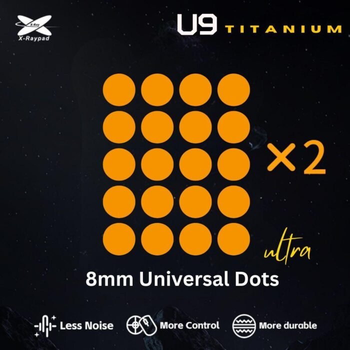 Mouse skates X-raypad Titanium U9 Ultra laranja em UHMWPE, dots de 8 mm